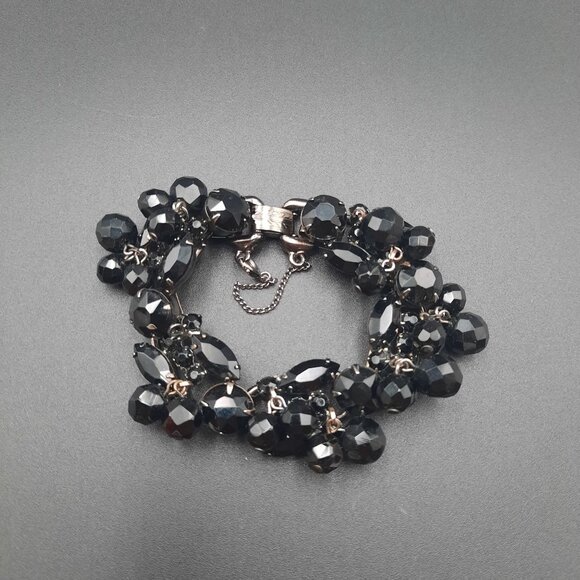 Vintage Julianna D&E Black Beaded Bracelet With Chain & Clasp - Picture 4 of 9